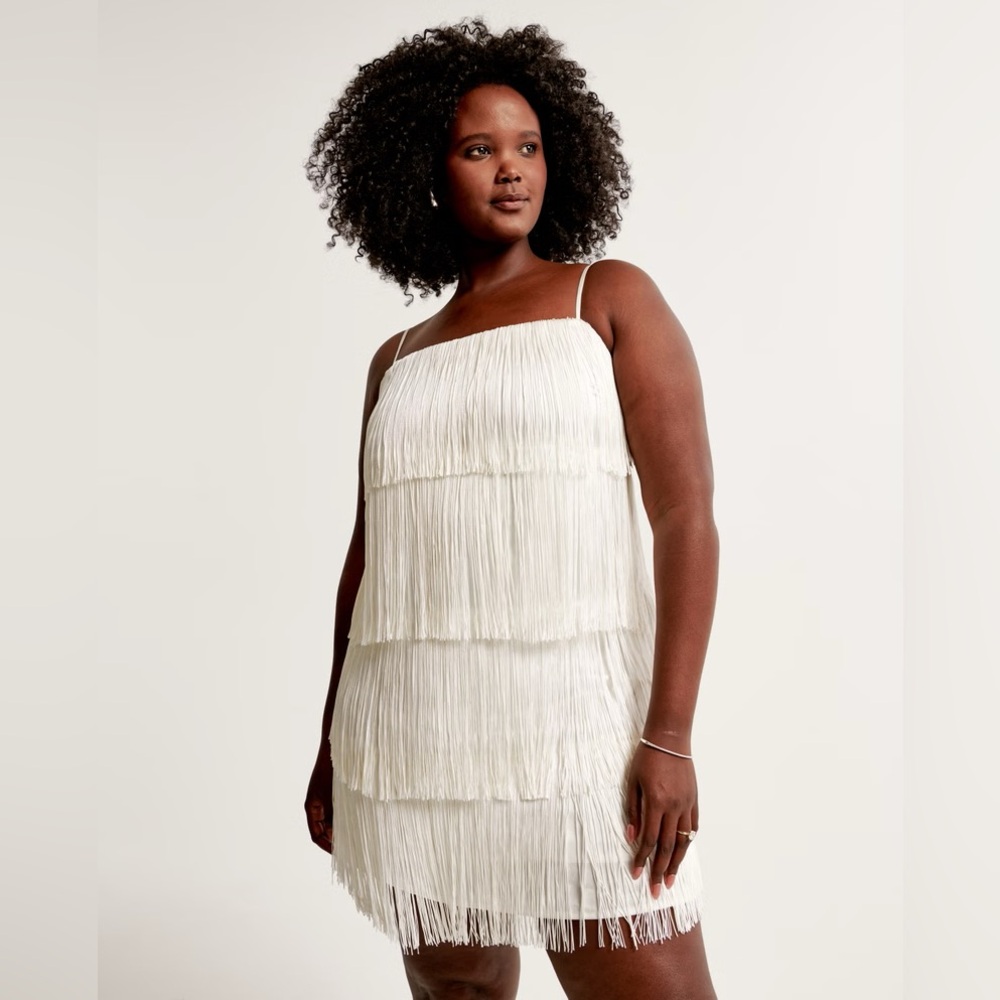 Abercrombie white fringe dress